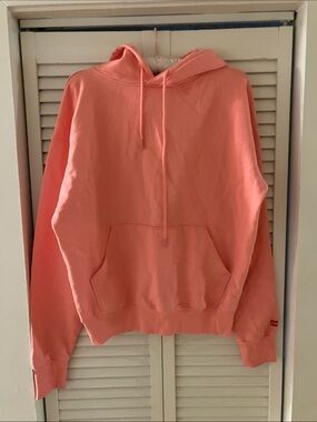 The Standard Label Pink Privacy Please Red Statement Hoodie Sweatshirt Size XS
